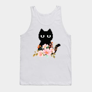 2D Cat And Flowers Tank Top